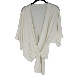 Wasabi + Mint Off White Front Tie Short Sleeve Top Blouse size Medium USA MADE